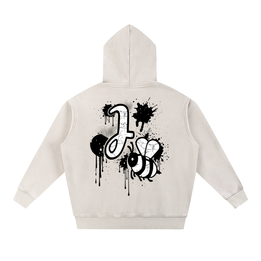 J🐝 2026 Snow Wash Fleece Oversize Hoodie •Black (3 colors)