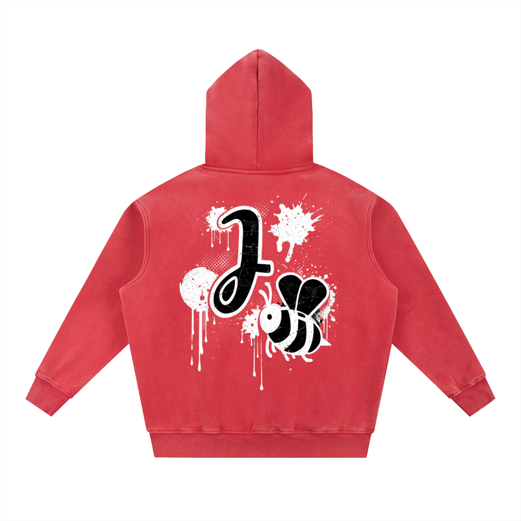 J🐝 2026 Snow Wash Fleece Oversize Hoodie •White (4 colors)