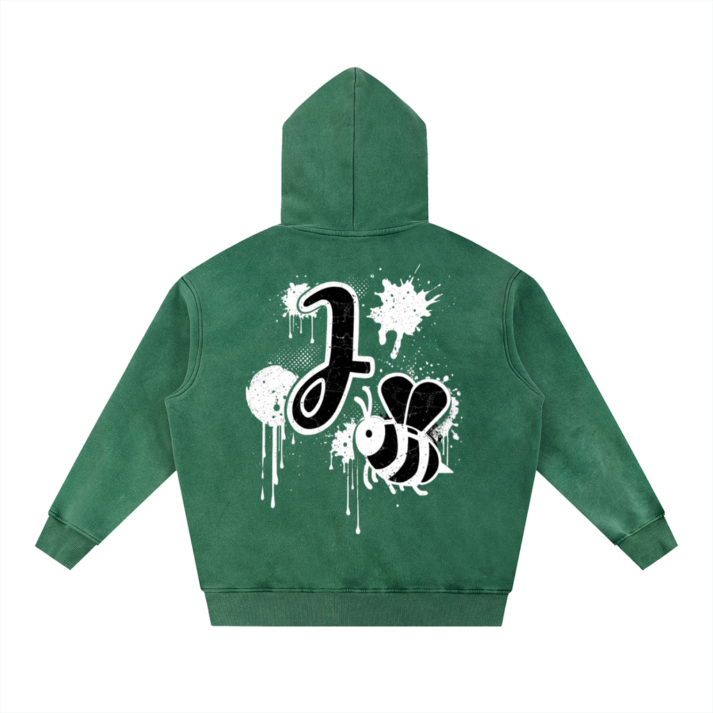 J🐝 2026 Snow Wash Fleece Oversize Hoodie •White (4 colors)