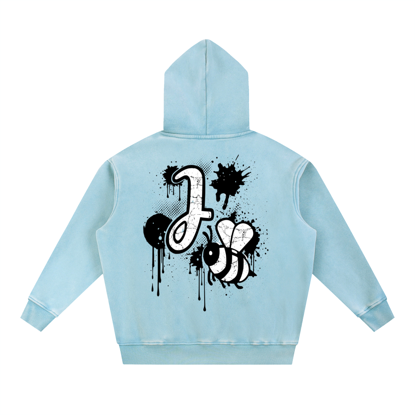 J🐝 2026 Snow Wash Fleece Oversize Hoodie •Black (3 colors)