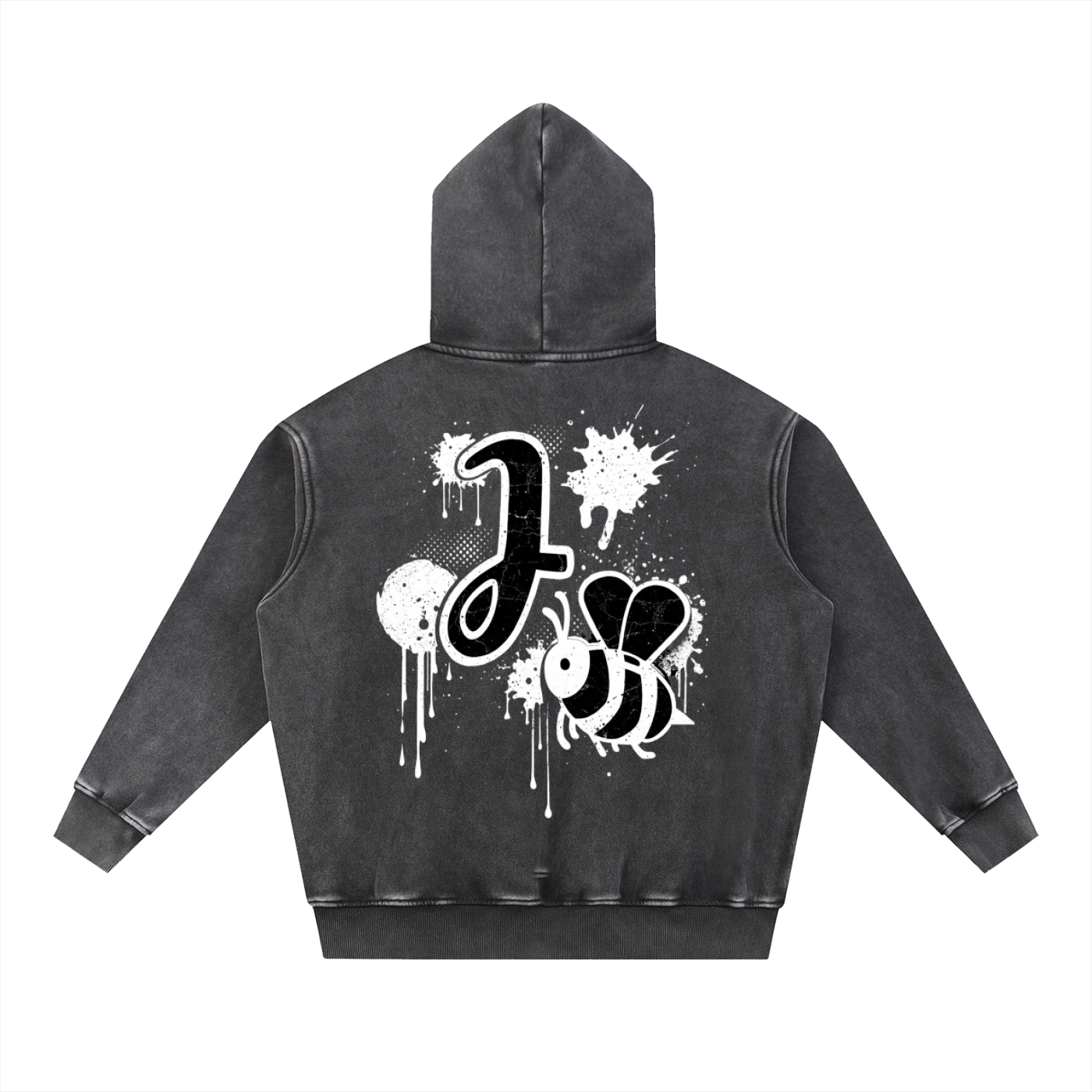 J🐝 2026 Snow Wash Fleece Oversize Hoodie •White (4 colors)