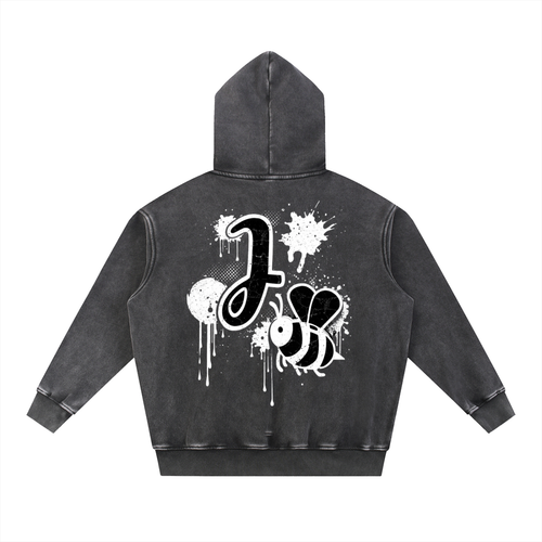 J🐝 2026 Snow Wash Fleece Oversize Hoodie •White (4 colors)